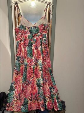 Tropical Pineapple Print Sundress - Pink & Green